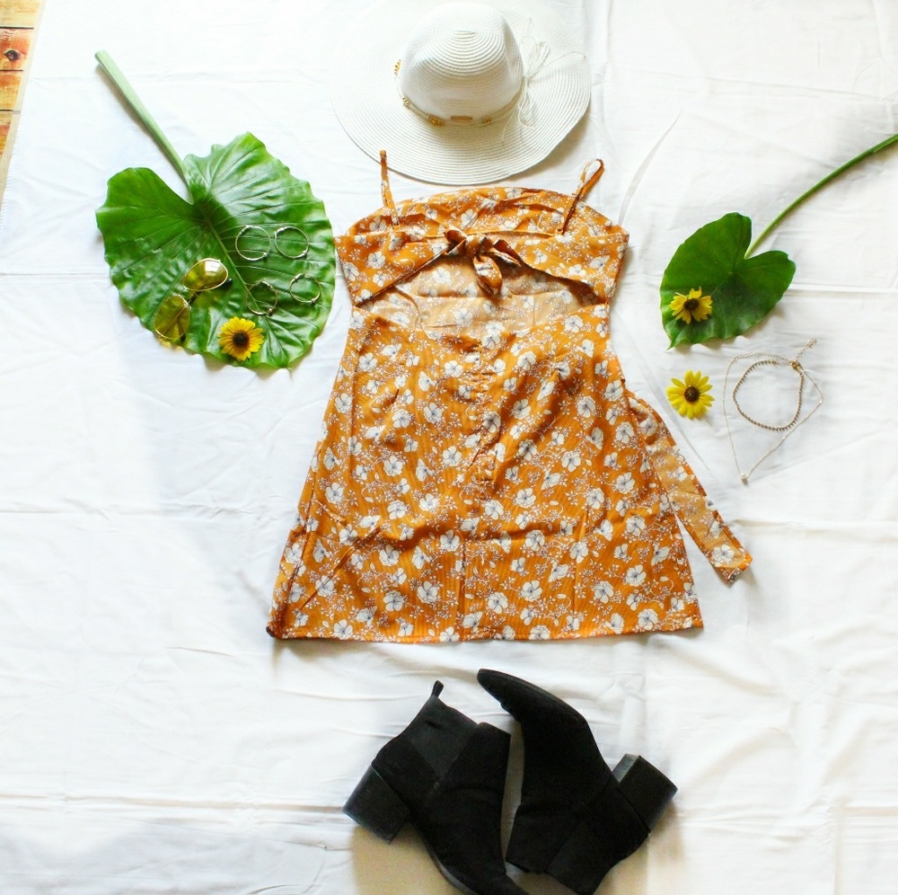 Floral print open back wrap hem cami Dress - Picture 4 of 4